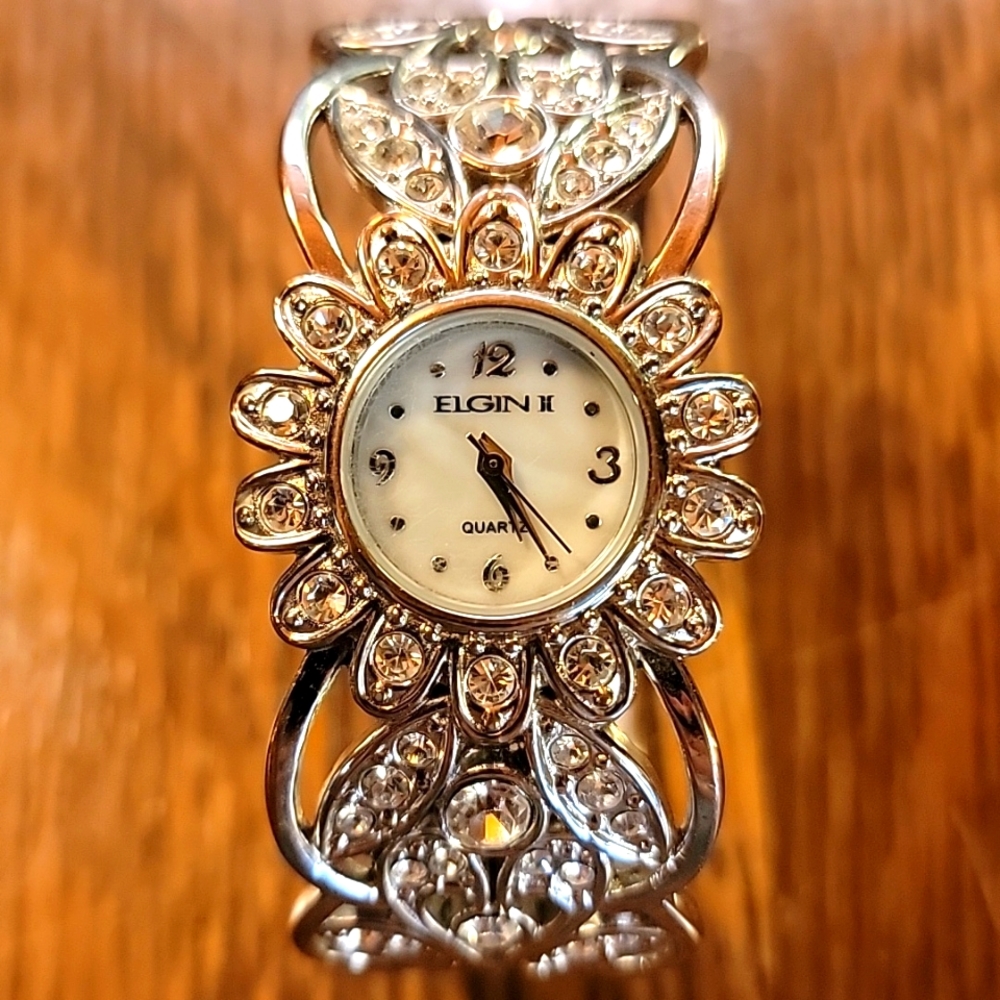Elgin II Rhinestone Cuff Watch